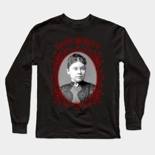 Lizzie Borden Pansy Brooch Portrait Red & Black Long Sleeve T-Shirt